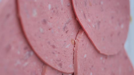 close up of sliced salami