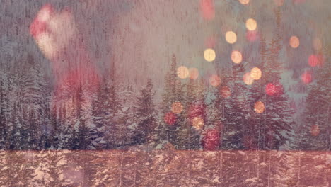 animation of multiple flickering yellow and red spots of light over winter scenery