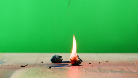 burning object experiment on green screen