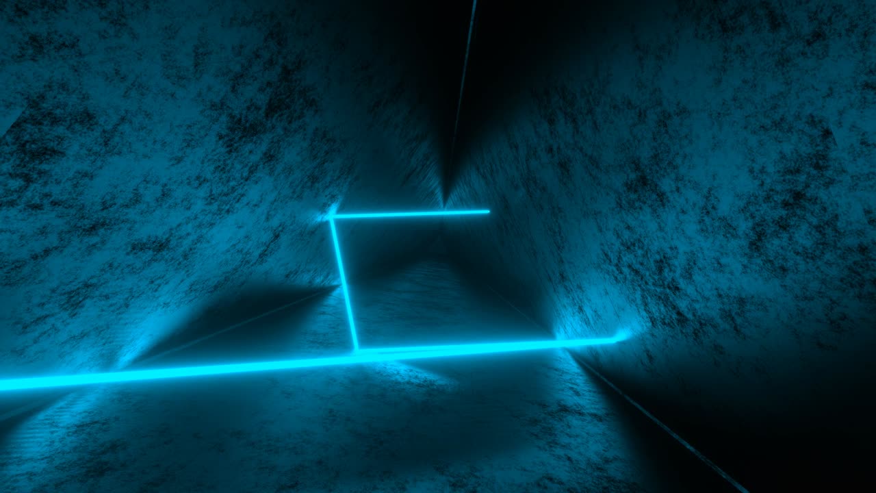 animación en bucle sin costuras de 4k de rayos de neón azul, tubos de luz brillantes