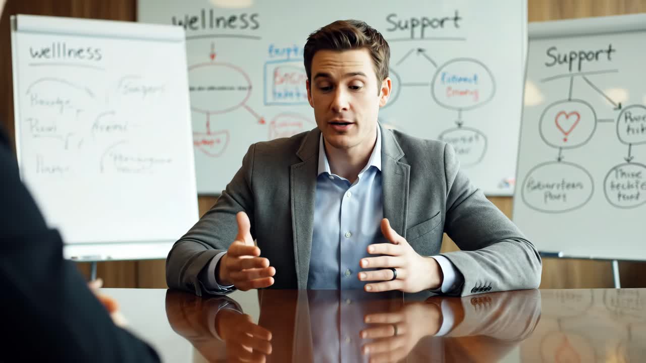 Business meeting about wellness and support