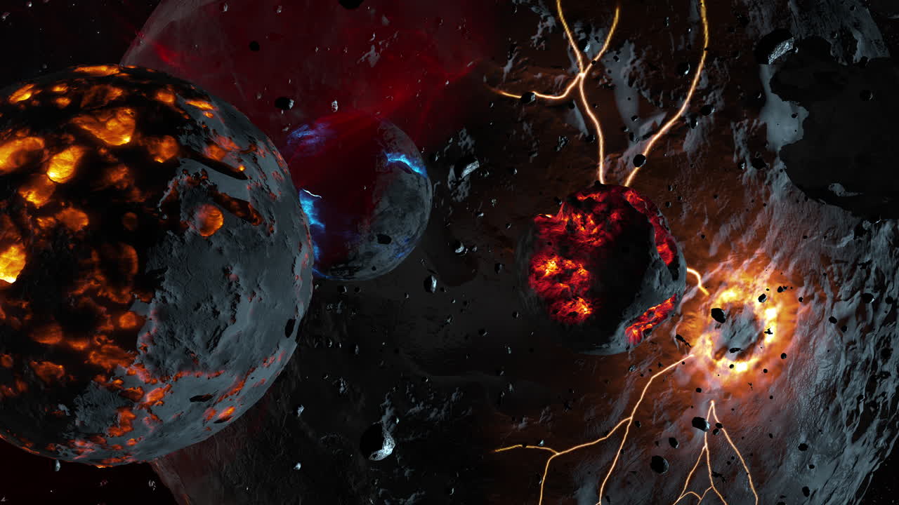 explosión de un asteroide en el espacio