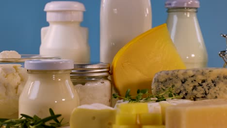 various dairy items arranged on a table