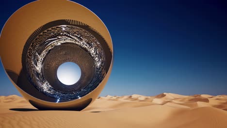 abstract metal sculpture in a desert landscape