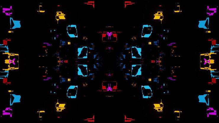 VJ Loop animation of shimmering neon tunnel, kaleidoscope