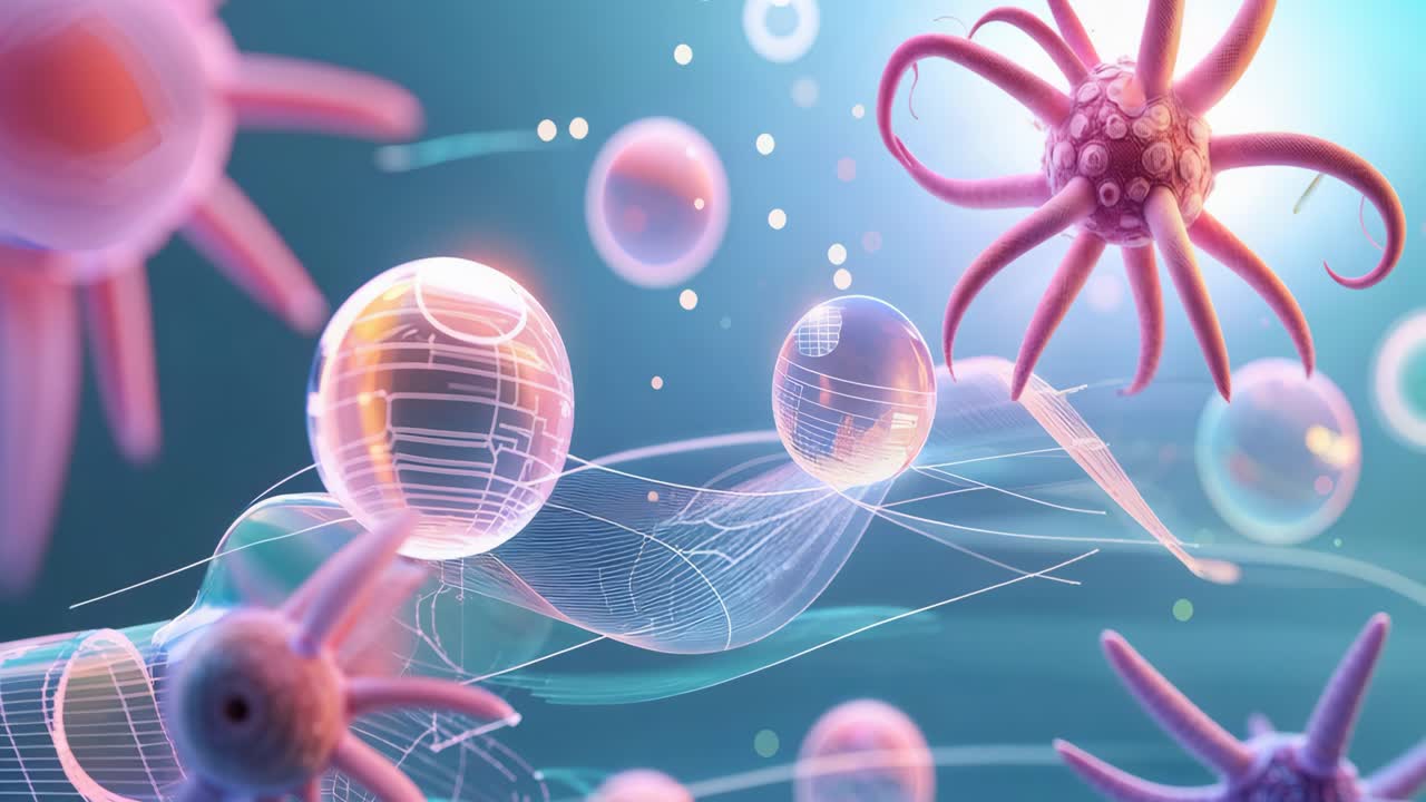 Abstract depiction of cells and microscopic life