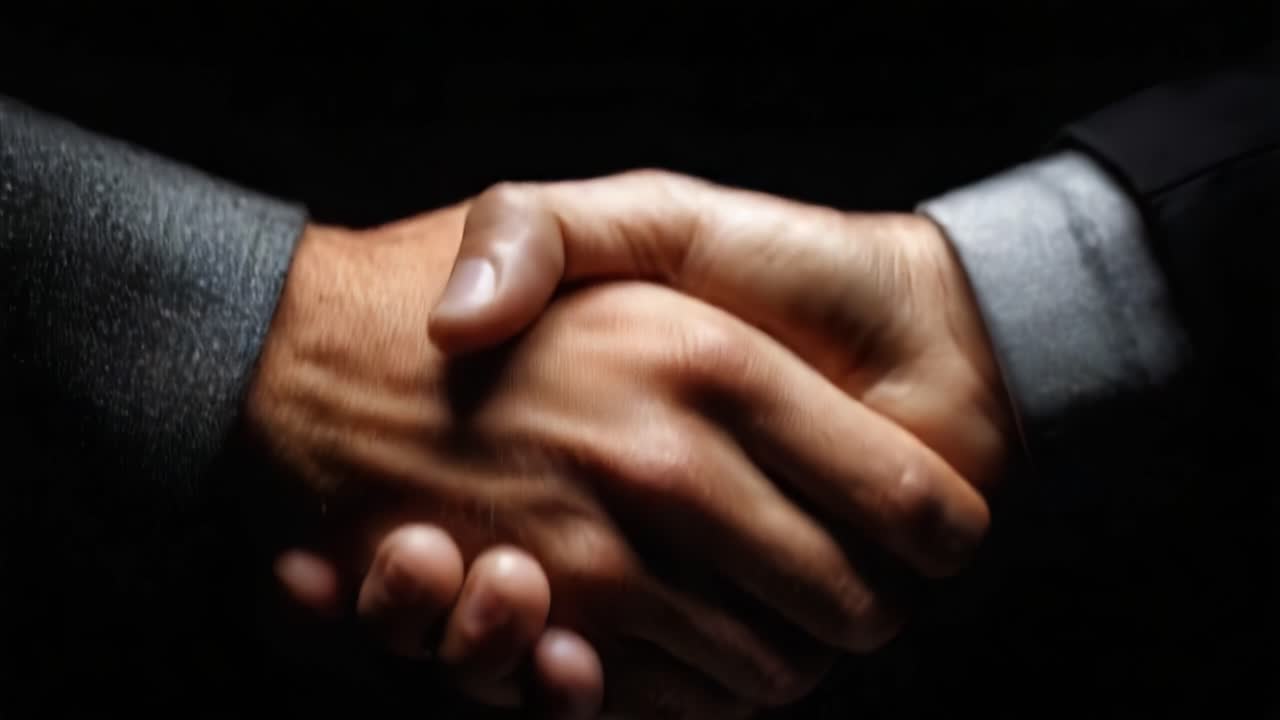 A Close-Up of a Firm Handshake Representing Trust and Partnership in a Professional Context with Emphasis on Connection and Collaboration in Business Environments
