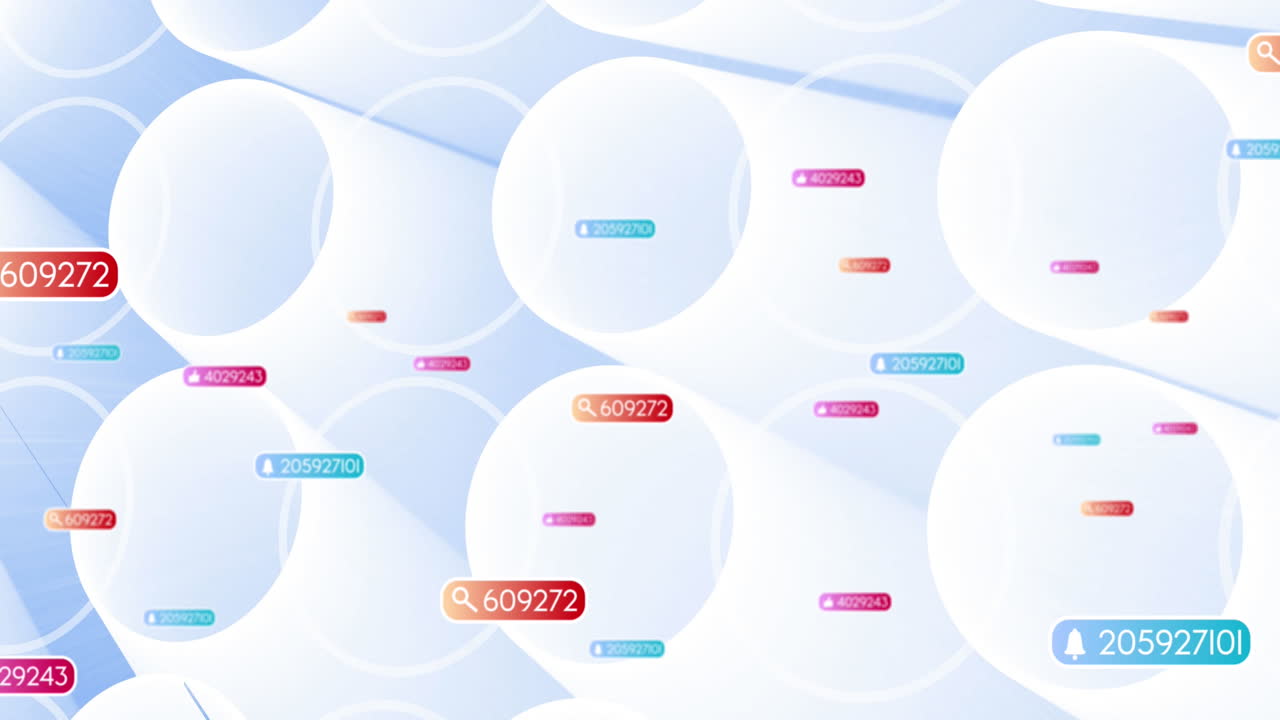 animación del procesamiento de datos de las redes sociales sobre un patrón abstracto