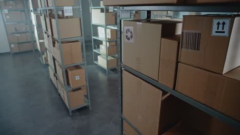 warehouse storage with cardboard boxes