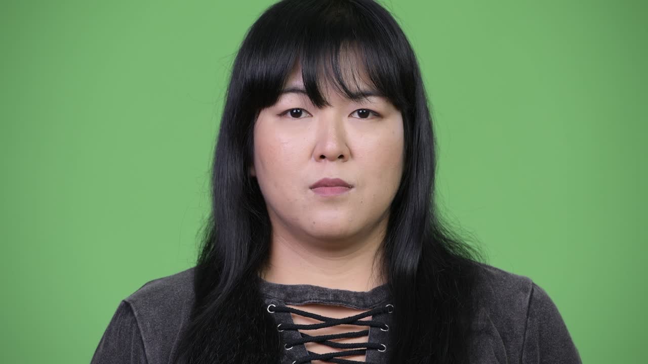 Head shot of beautiful overweight Asian woman