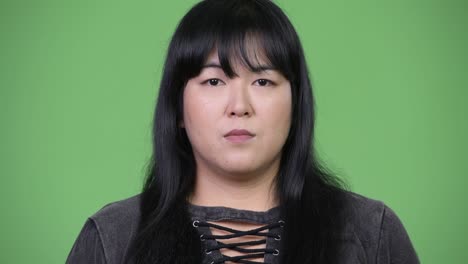 head shot of beautiful overweight asian woman