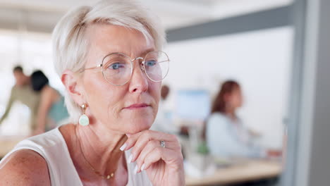 elderly business woman, thinking