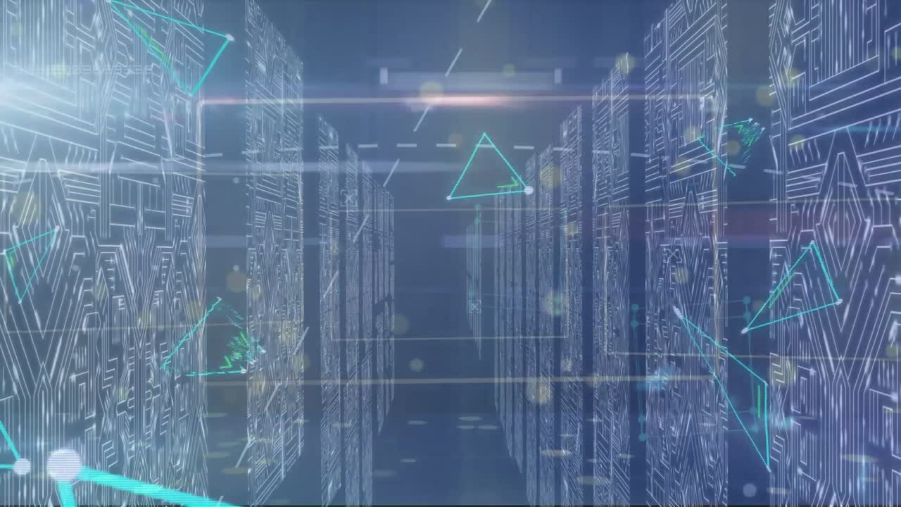 Animation of triangles and lights over servers