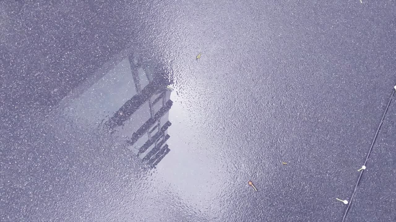 비즈니스 오피스 빌딩 또는 거주 아파트 n 콘도미니엄의 보라색 파란색 그라나이트 바닥 또는 벽에 물 반사