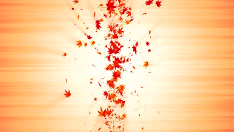 vortex from colorful maple and leaves. spiral shiny particle of autumn leaves. dancing leaf. colorful nature tunnel loop animation.