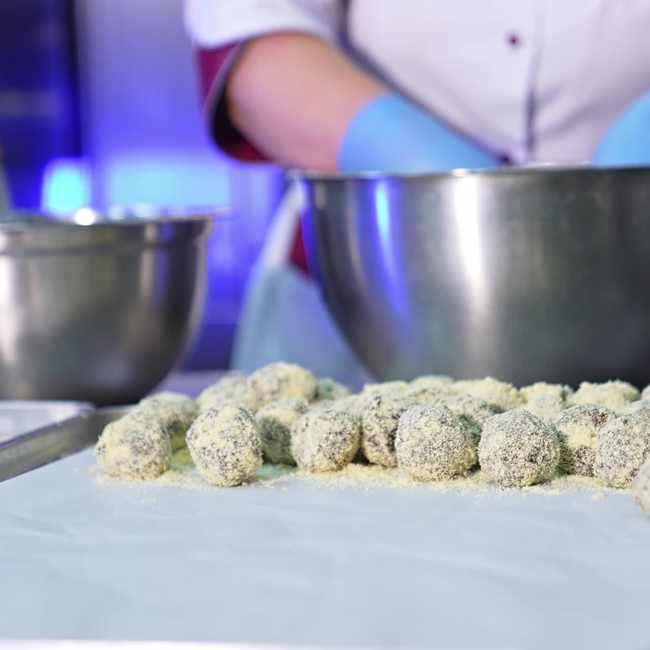 Baking specialist working with confectionery. Baking concept sweet deserts