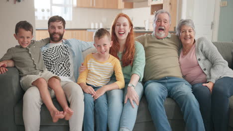 big family, kids and grandparents with parents