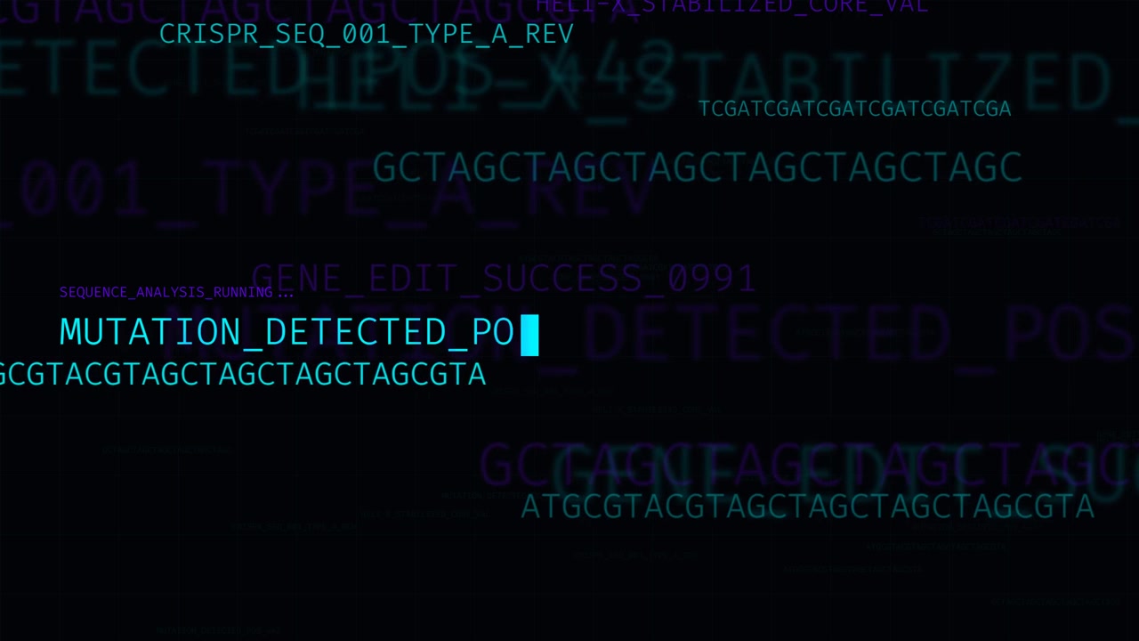 Interfaccia digitale che mostra l'analisi della sequenza di editing genetico CRISPR