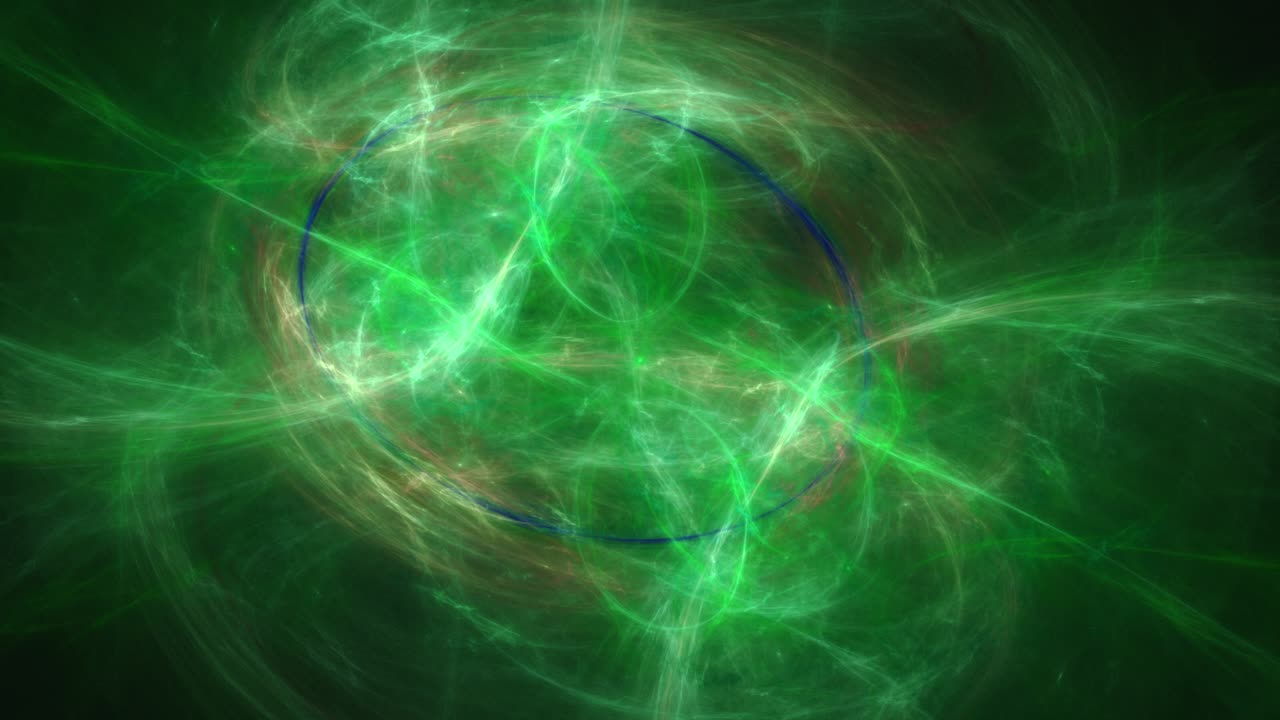 círculo de vórtice de energía con líneas verdes que fluyen hacia el espacio, hermoso fondo abstracto