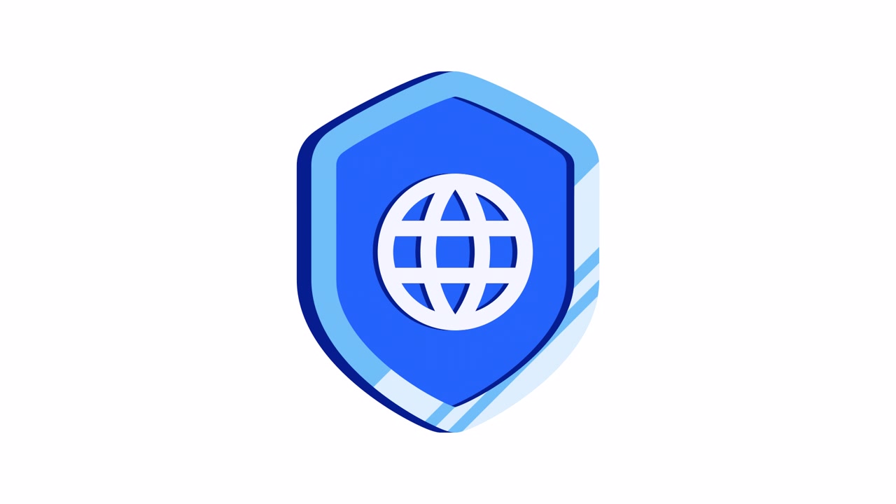3D Animated Shield Icon with Globe Symbol Rotating