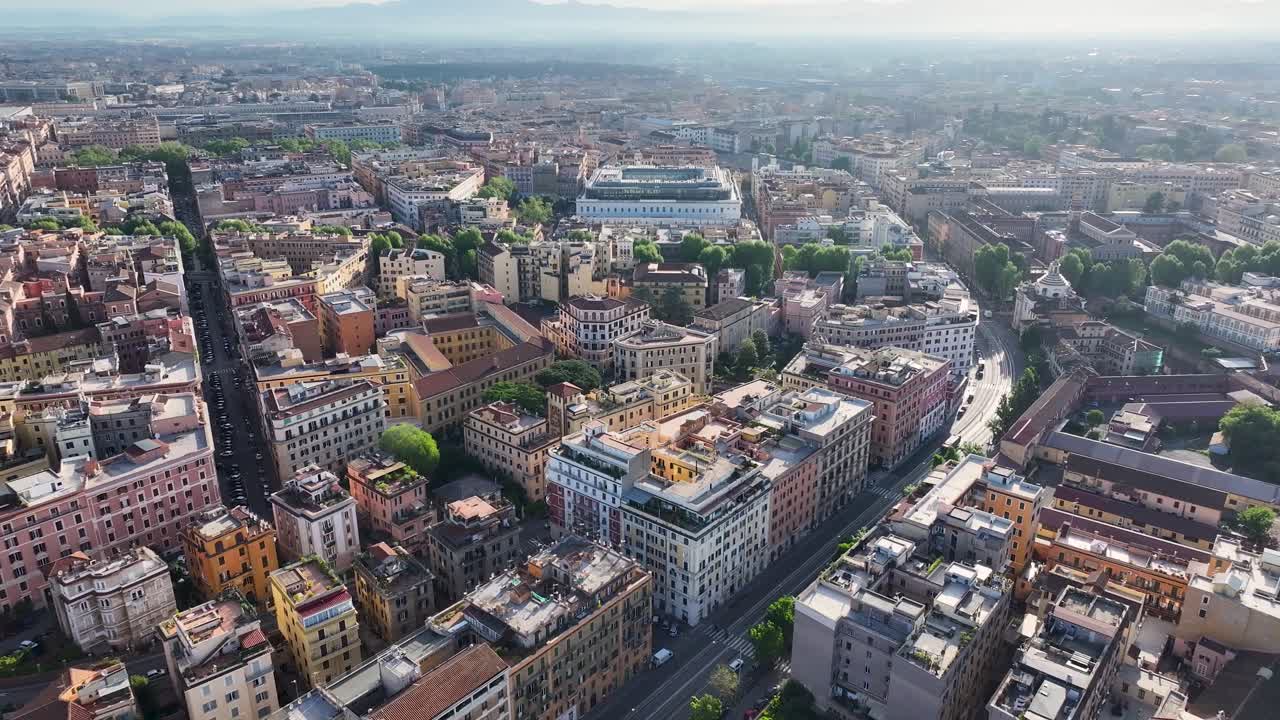 Rome Skyline At Rome In Lazio Italy. Medieval Buildings Above View. Downtown Cityscape. Rome Skyline At Rome In Lazio Italy. Medieval Scenery. Cultural Heritage Landscape. Italy Skyline