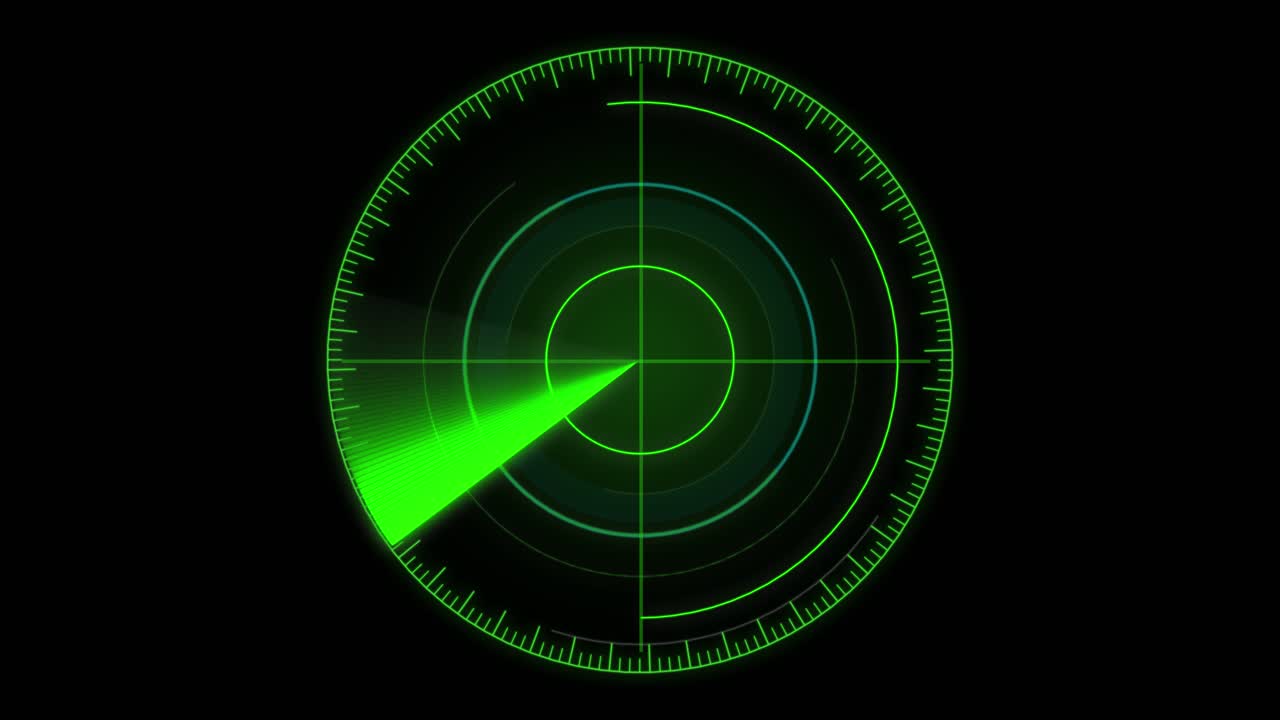 Motion graphic of blue color sonar radar screen searching line digital technology loop background