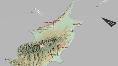 mapa del terreno en 3d de chipre