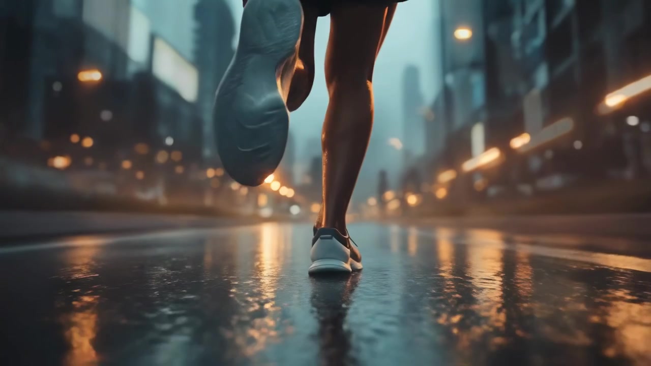 Pelari Joging di Jalan Kota Basah pada Malam Hari