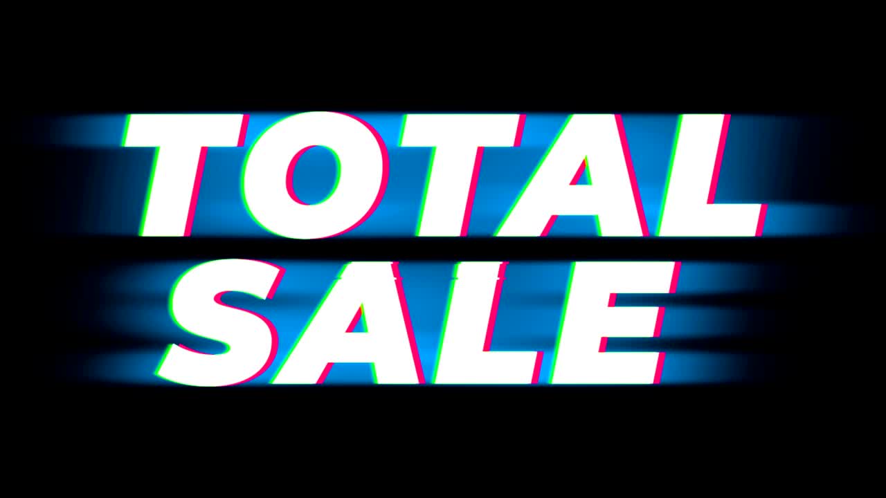 전체 판매 텍스트 빈티지 글리치 효과 프로모션