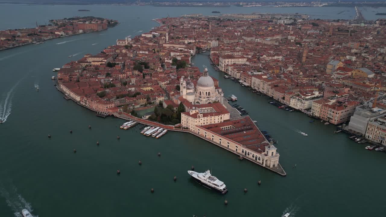 Aerial View of Venice, Italy: Grand Canal and Basilica di Santa Maria della Salute