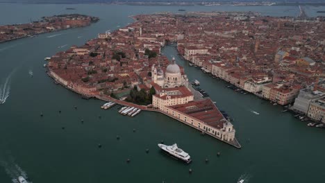 aerial view of venice, italy: grand canal and basilica di santa maria della salute