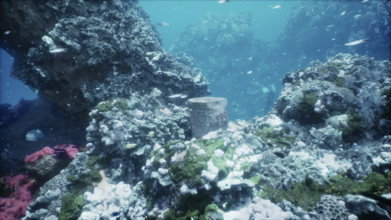 고대 도시 의 건물 의 폐허 가 남아 있는 것