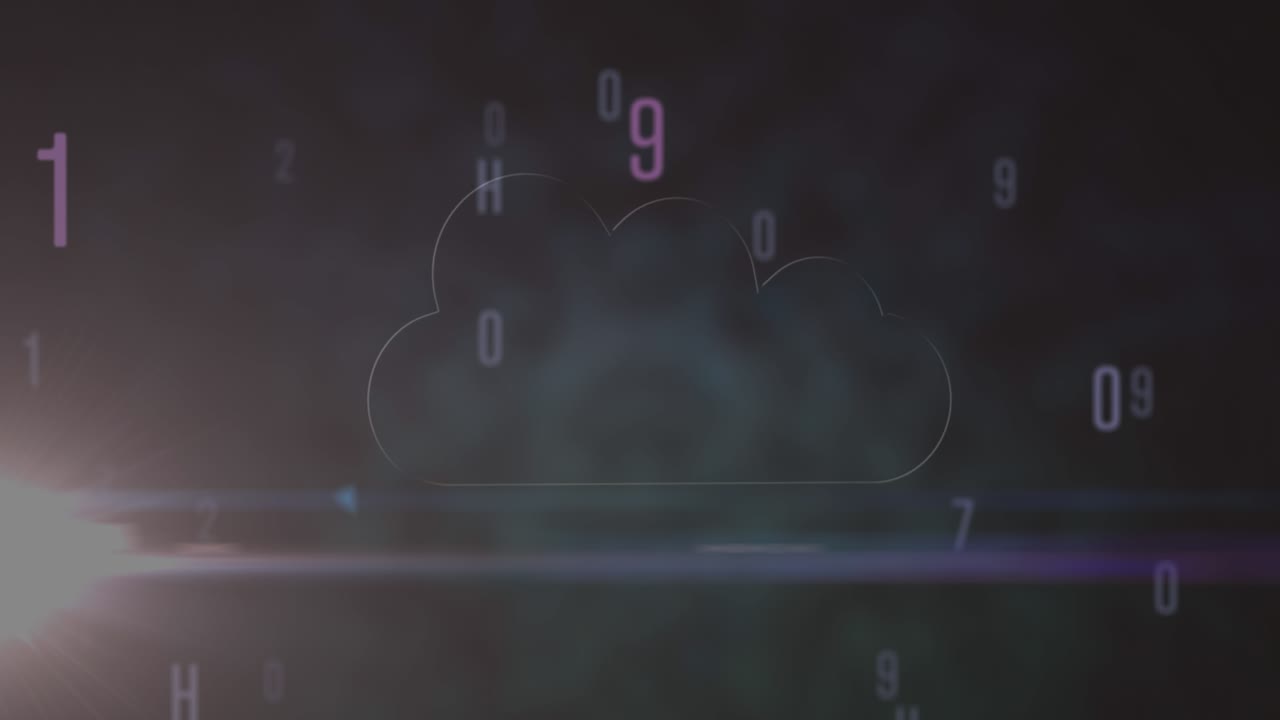 Animation af skiftende tal og sky på sort baggrund