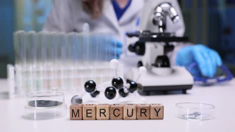 chemistry laboratory with mercury and scientific equipment