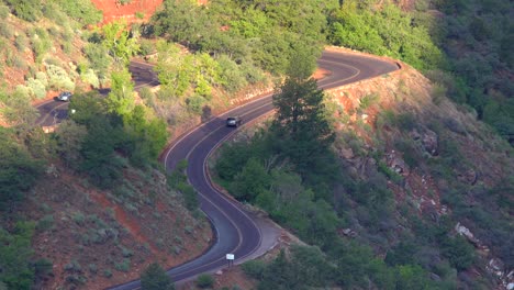 aerial view of the scenic highway in the zion national park