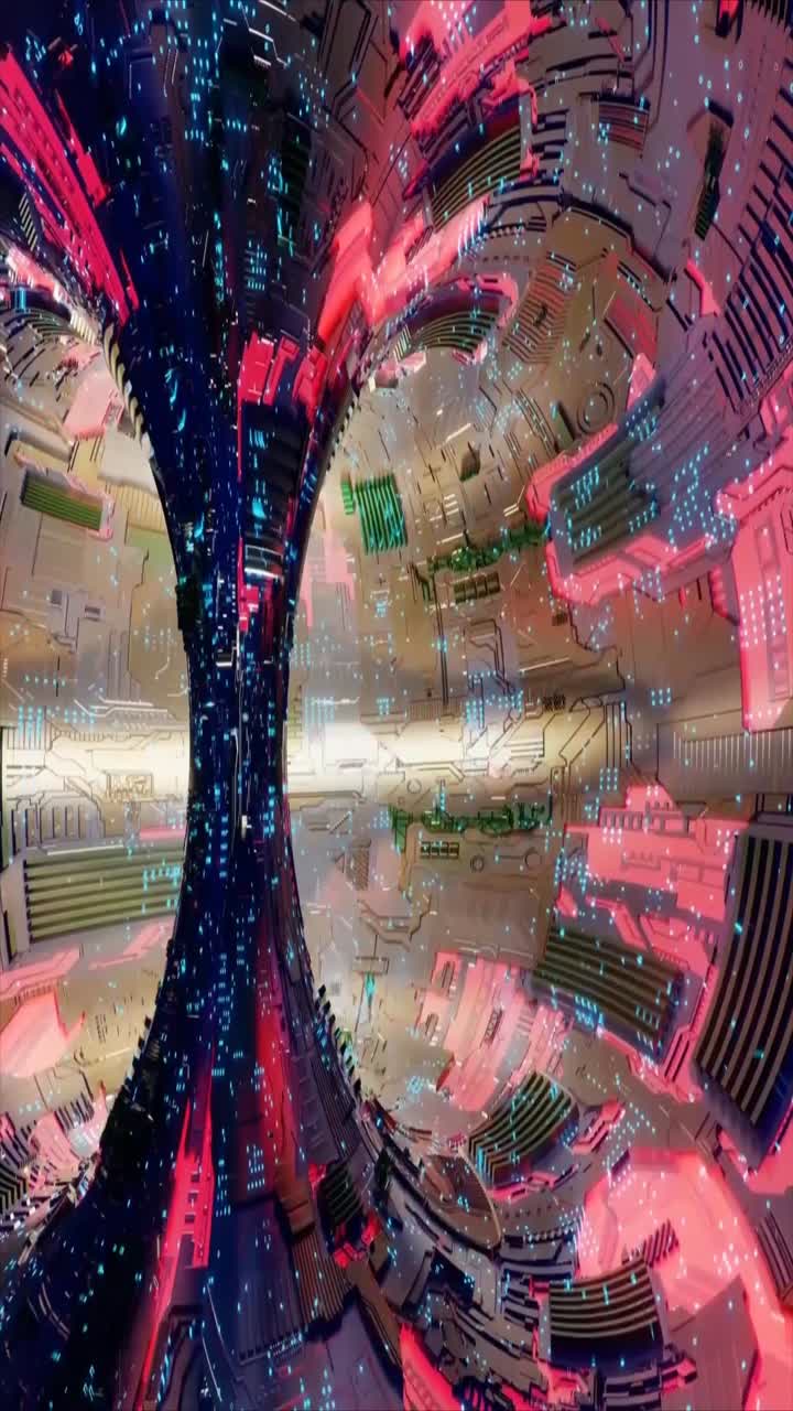Flying Through a Futuristic Digital Circuit Board Tunnel