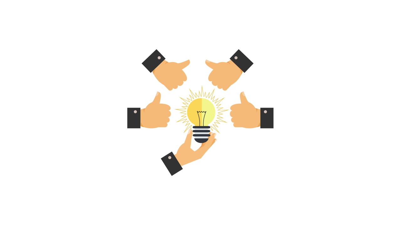 Animated Hands Approving a Glowing Lightbulb Idea