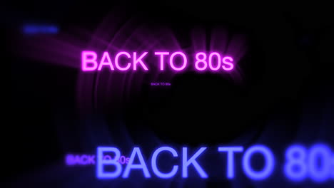 motion of neon text back to 80s in dark background