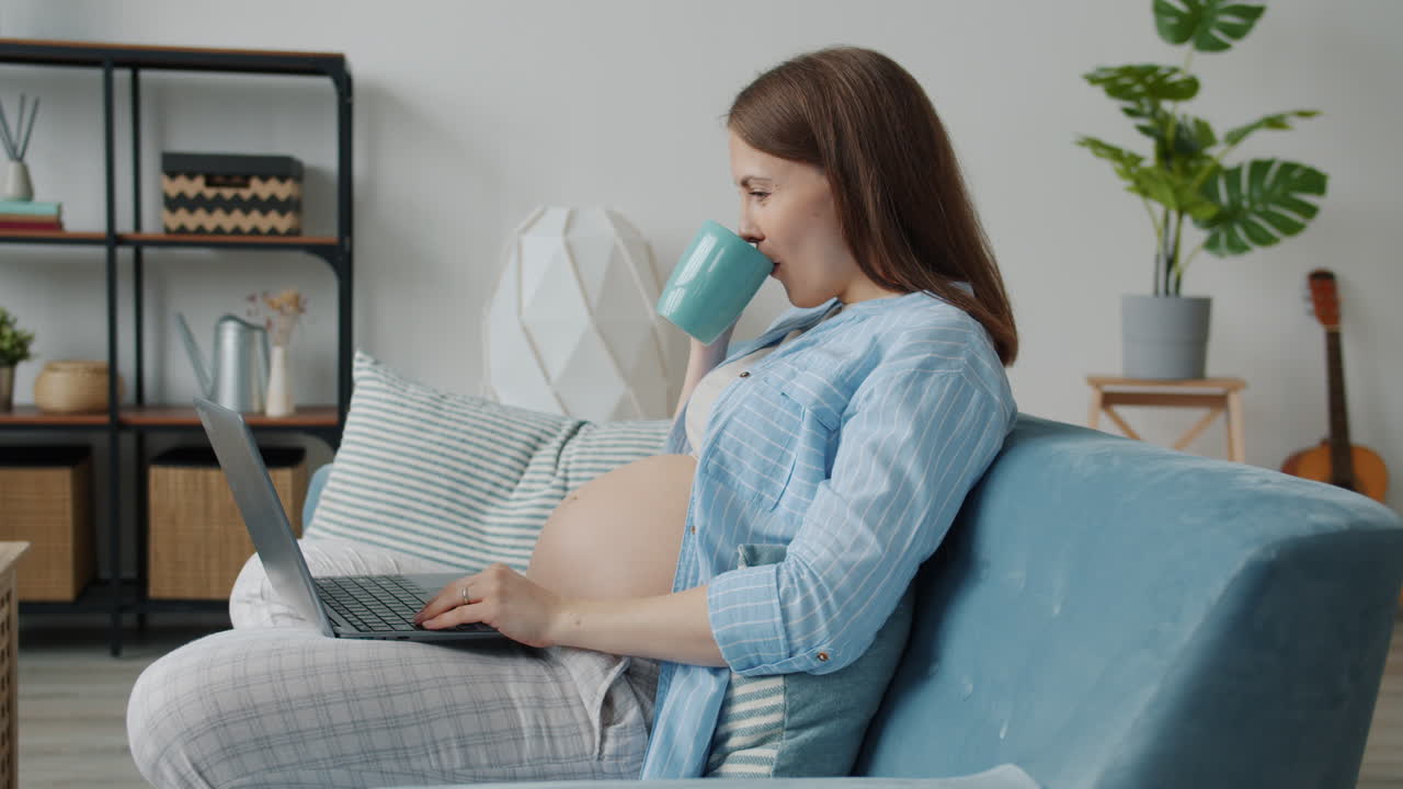 가정에서 일하는 임신한 여성