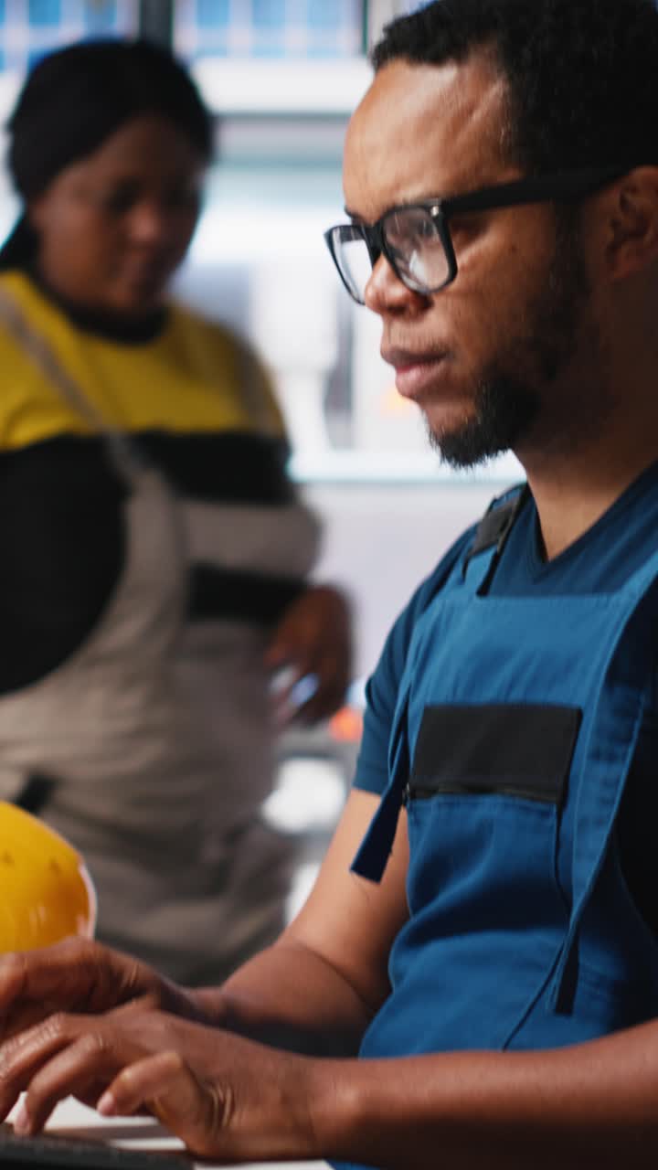 Vertical Video Solar energy expert updates design models in eco friendly factory