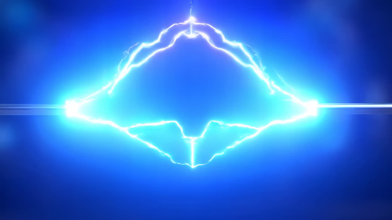 Dynamic Blue Electric Arcs Sparking Between Electrodes