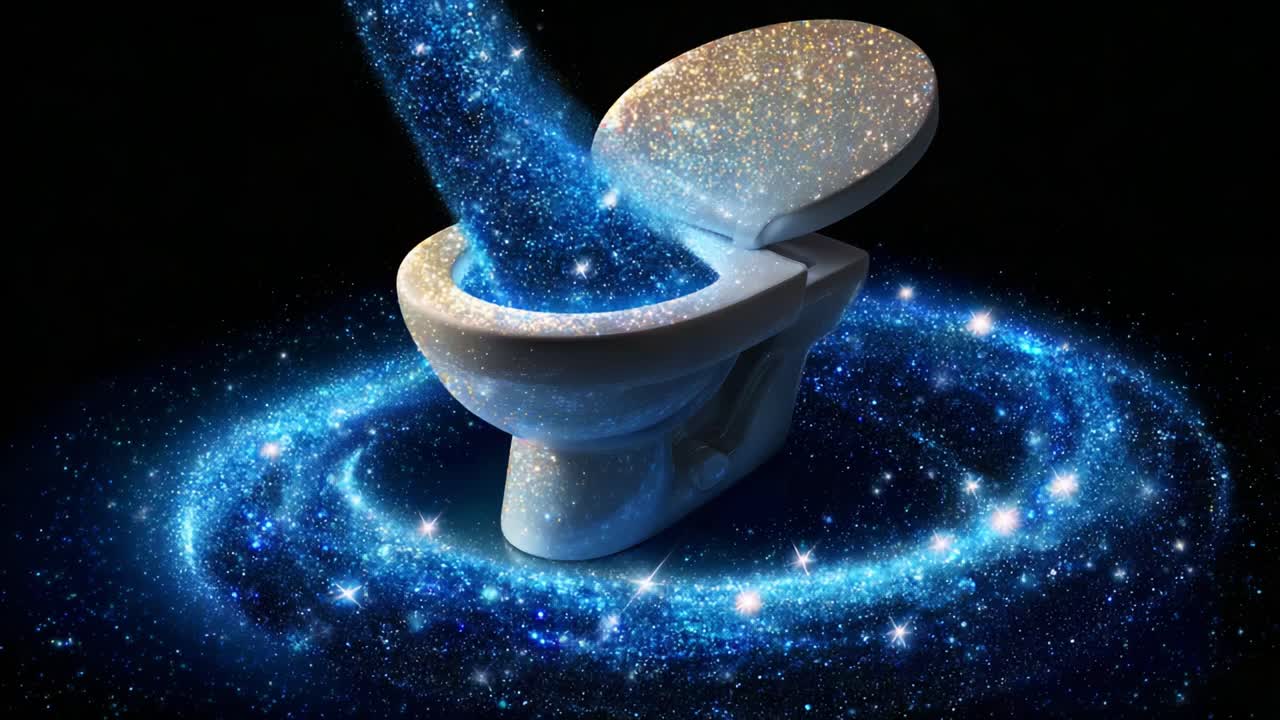 A Cosmic Journey Through the Universe: A Toilet Transforms into a Galaxial Vortex, Merging the Ordinary with the Extraordinary in an Unforgettable Display of Stellar Imagery