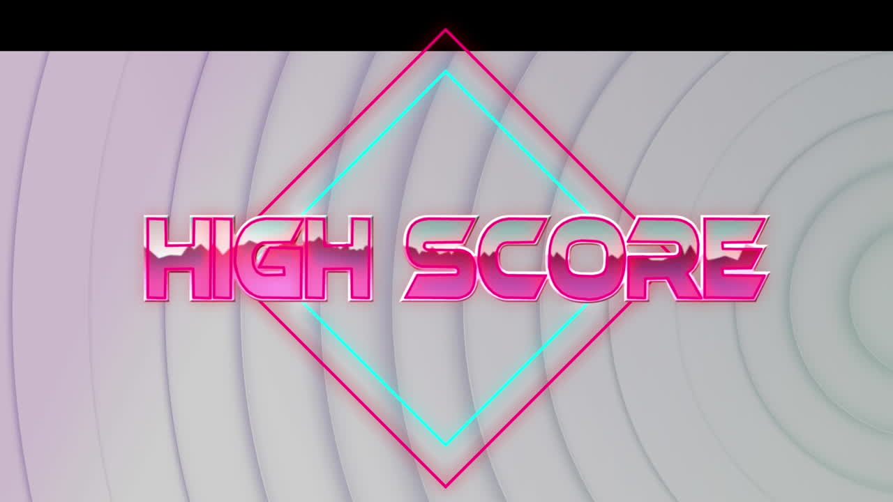 animación del texto de puntaje alto sobre un fondo geométrico blanco