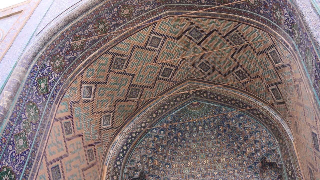 interior archway of islamic architecture in Samarkand, Uzbekistan along the historic Silk Road