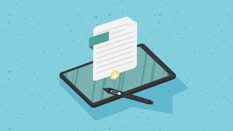 tablet device tech with documents animation