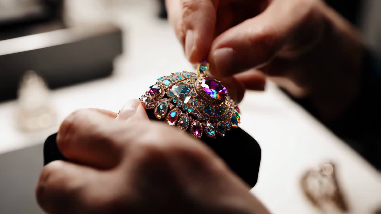 Jeweler Crafting a Detailed Brooch