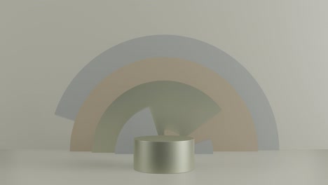 simple geometric elements in calm pastel colors in 3d modeling scene. empty pedestals for cosmetic product presentation. blank showcase mockup with round 3d podium