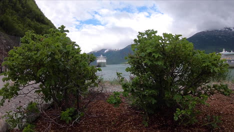 Se-Revela-Que-Dos-Cruceros-Están-Atracados-En-Una-Hermosa-Bahía-De-Alaska.