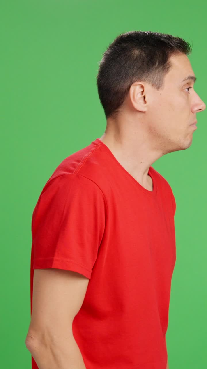 Man walking, but something scares him and he runs away