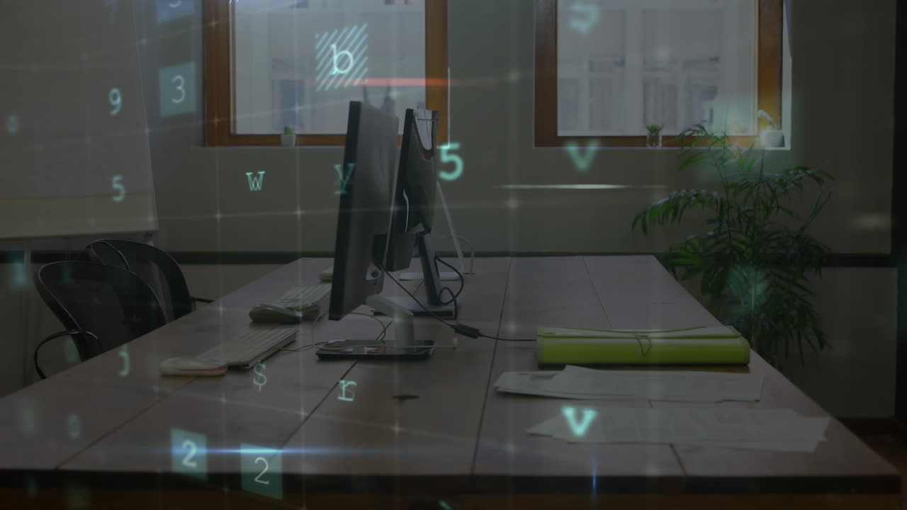 책상 위의 컴퓨터에서 사이버 공격 경고의 애니메이션